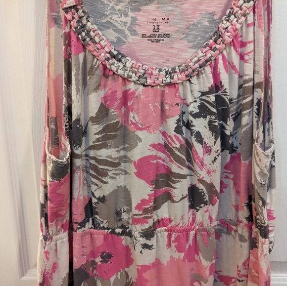 Sonoma pink & gray floral maxi dress, size 1X - Picture 10 of 10